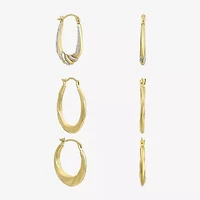 Women's Cubic Zirconia 14K Gold 6 Pair Earring Set