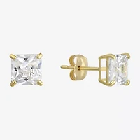 Princess-Cut Cubic Zirconia 10K Gold Stud Earrings