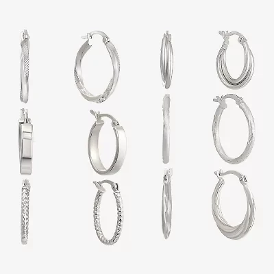 Womens Sterling Silver 6 Pair Earring Set