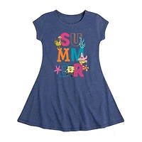 Little & Big Kid Girls Short Sleeve Spongebob A-Line Dress