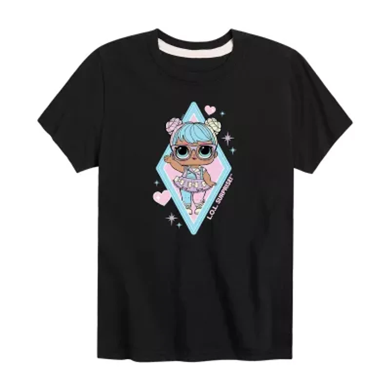 Little & Big Kid Girls Crew Neck Short Sleeve Regular Fit LOL Graphic T-Shirt