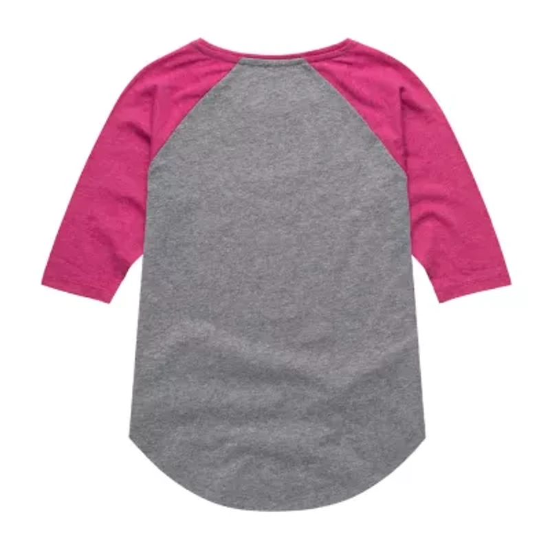 Little & Big Kid Girls Crew Neck 3/4 Sleeve Regular Fit Barbie Graphic T-Shirt