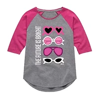 Little & Big Kid Girls Crew Neck 3/4 Sleeve Regular Fit Barbie Graphic T-Shirt