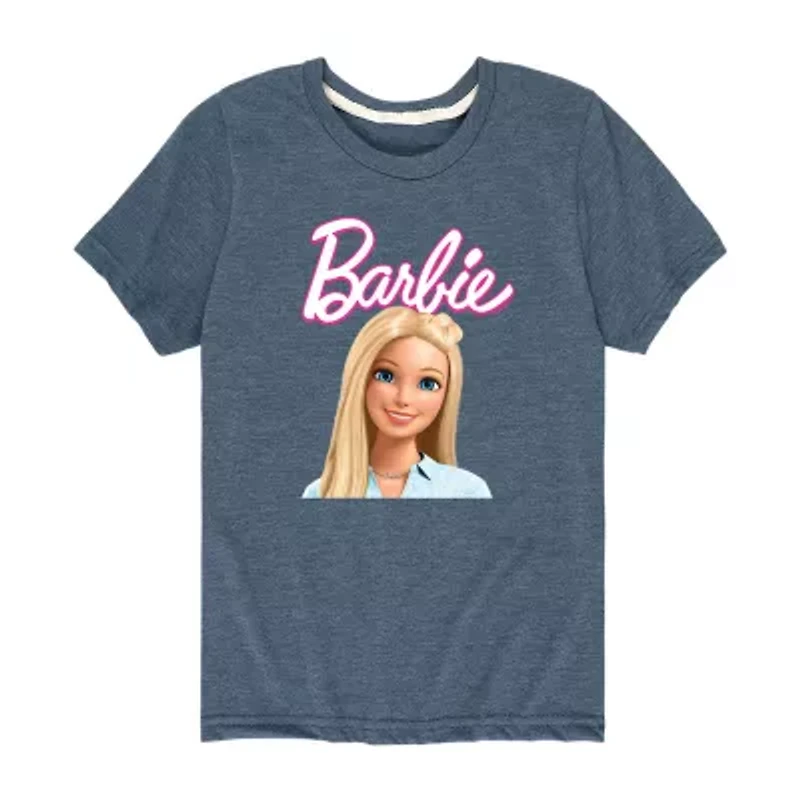 Little & Big Kid Girls Crew Neck Short Sleeve Regular Fit Barbie Graphic T-Shirt