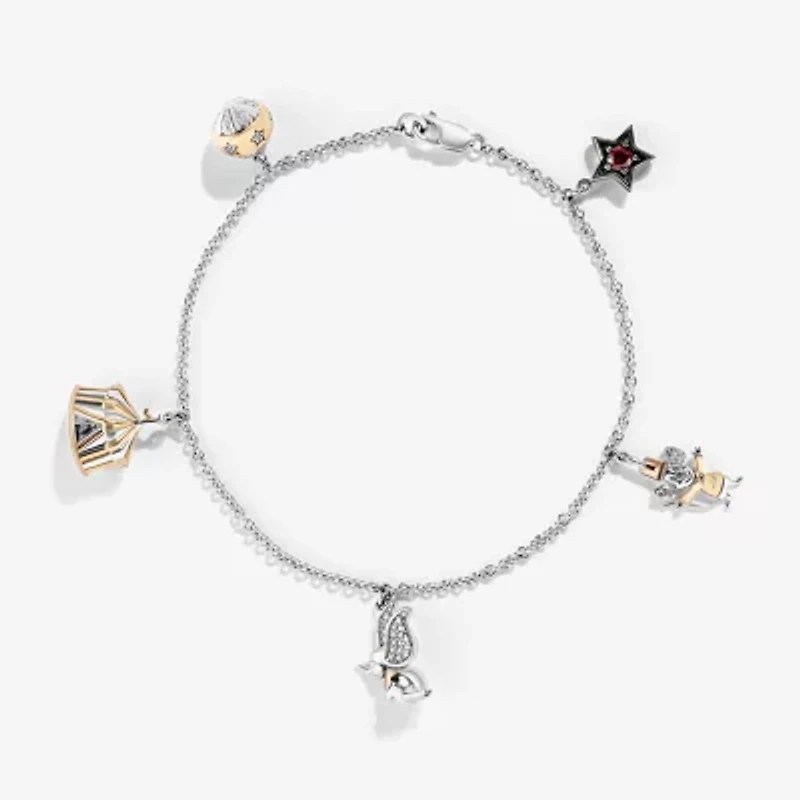 Disney Jewels Collection Womens 1/8 CT. Natural White Diamond 14K Gold Over Silver Dumbo Charm Bracelet