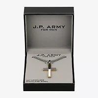 J.P. Army Mens Stainless Steel Cross 24 Inch Pendant Necklace