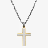 J.P. Army Mens Stainless Steel Cross 24 Inch Pendant Necklace