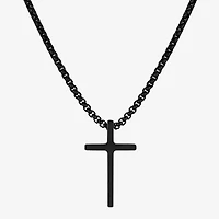 J.P. Army Black Mens Stainless Steel Cross 24 Inch Pendant Necklace