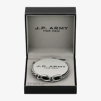 J.P. Army Mens Stainless Steel 8 1/2 Inch Semisolid Link Chain Bracelet
