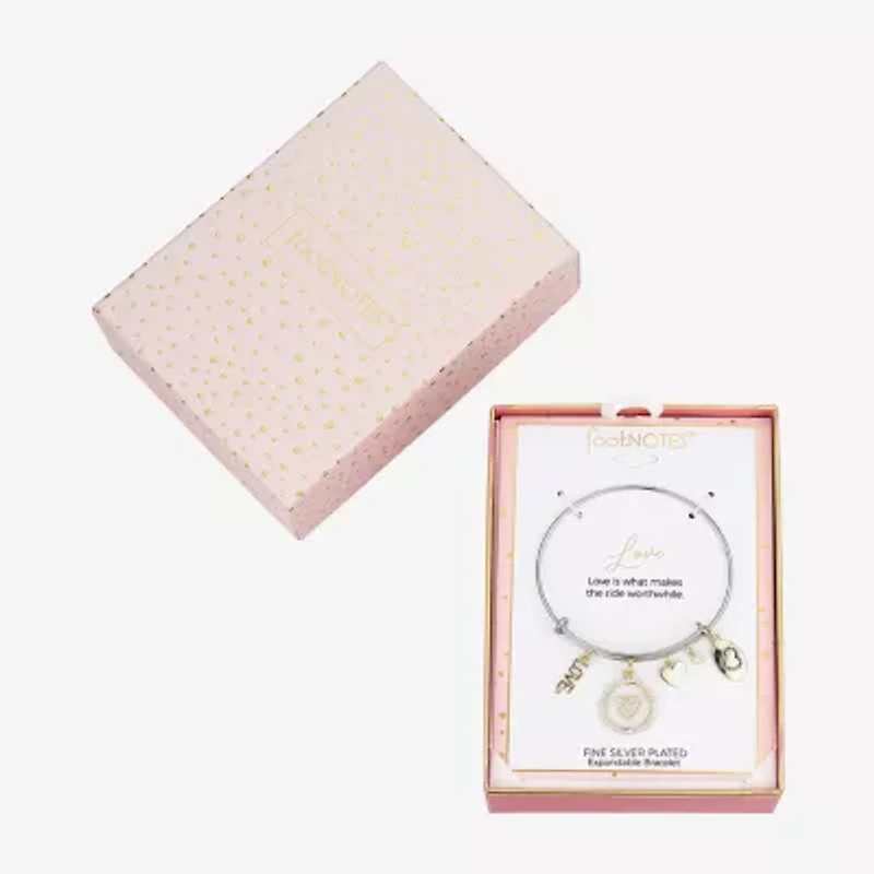 Footnotes Love Womens Cubic Zirconia 14K Gold Over Brass Heart Bangle Bracelet