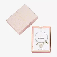 Footnotes Love Womens Cubic Zirconia 14K Gold Over Brass Heart Bangle Bracelet