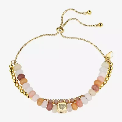 Footnotes Love Womens Cubic Zirconia 14K Gold Over Brass Heart Bolo Bracelet
