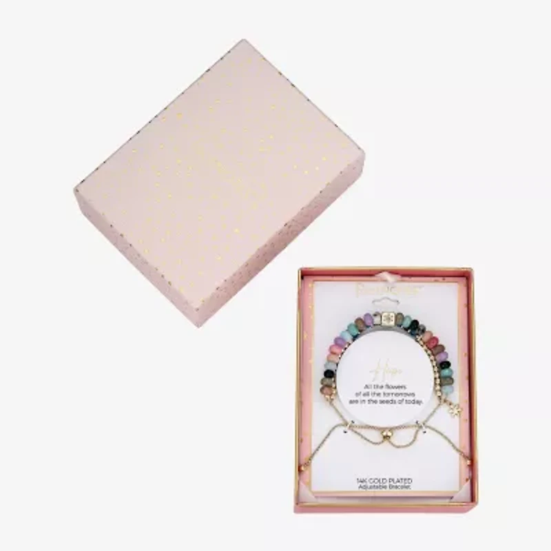 Footnotes Hope Womens Cubic Zirconia 14K Gold Over Brass Flower Bolo Bracelet