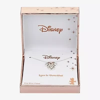 Disney Classics Love Womens Cubic Zirconia 14k Rose Gold Over Brass Pure Silver Over Brass Heart 16 Inch Pendant Necklace