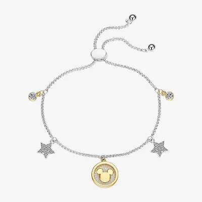 Disney Classics Womens Cubic Zirconia 14K Gold Over Brass Star Mickey Mouse Bolo Bracelet