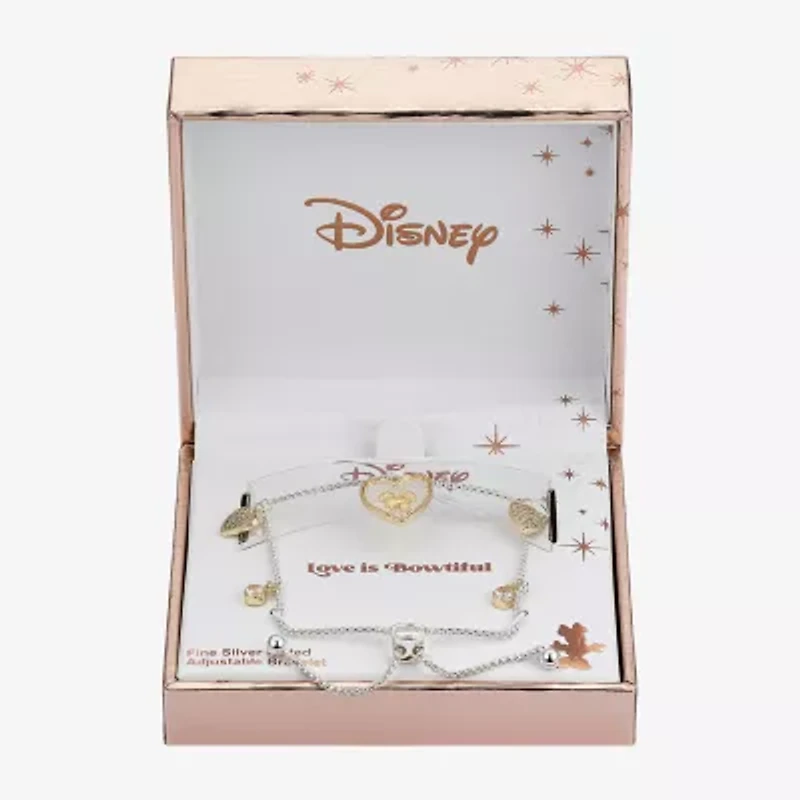 Disney Classics Love Womens Cubic Zirconia 14K Gold Over Brass Heart Minnie Mouse Bolo Bracelet