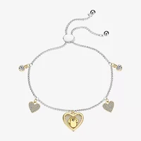 Disney Classics Love Womens Cubic Zirconia 14K Gold Over Brass Heart Minnie Mouse Bolo Bracelet