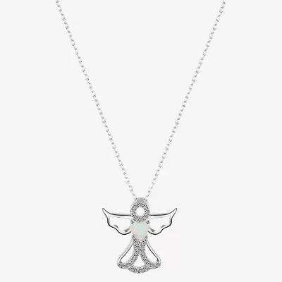 Footnotes Womens Cubic Zirconia Sterling Silver Angel 16 Inch Pendant Necklace