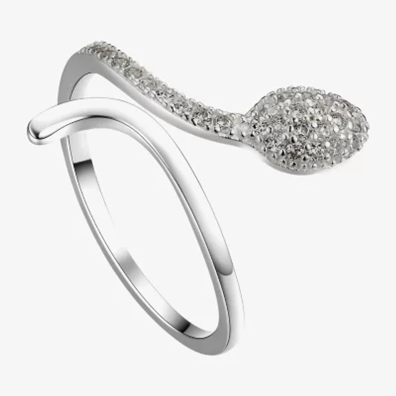 Footnotes Brave Snake Womens Cubic Zirconia Sterling Silver Band