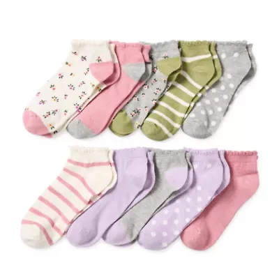 Thereabouts Little & Big Kid Girls 10 Pair Low Cut Socks