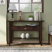 Blaire Glass Top Storage 1-Drawer Console Table