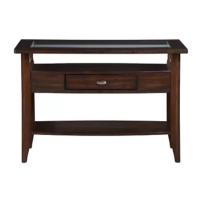 Blaire Glass Top Storage 1-Drawer Console Table