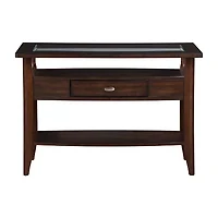 Blaire Glass Top Storage 1-Drawer Console Table