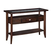 Blaire Glass Top Storage 1-Drawer Console Table