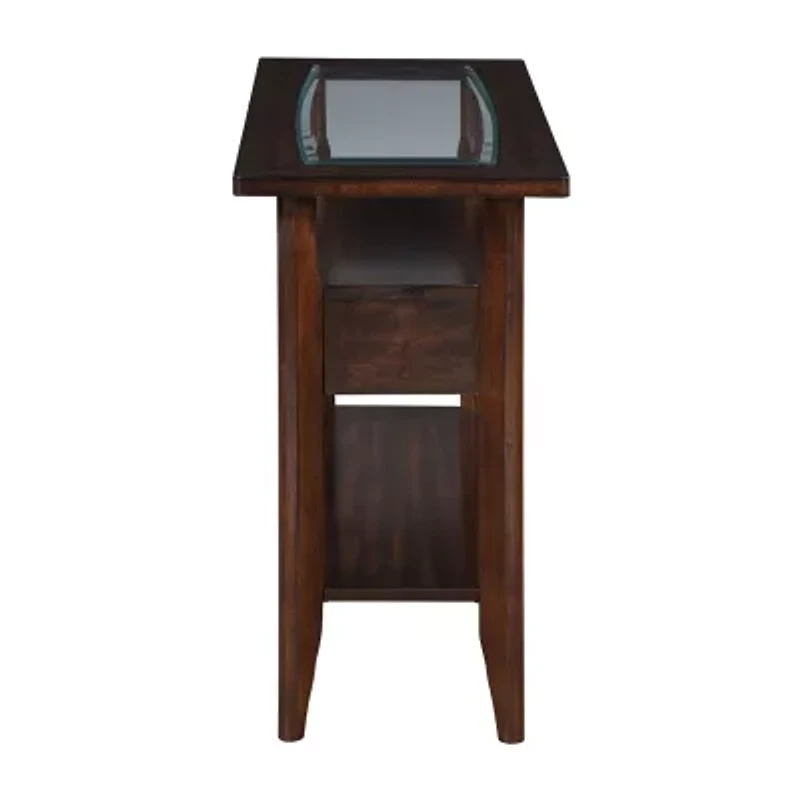 Blaire Glass Top Storage 1-Drawer Console Table