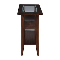 Blaire Glass Top Storage 1-Drawer Console Table