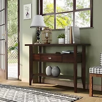 Blaire Glass Top Storage 1-Drawer Console Table