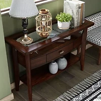 Blaire Glass Top Storage 1-Drawer Console Table