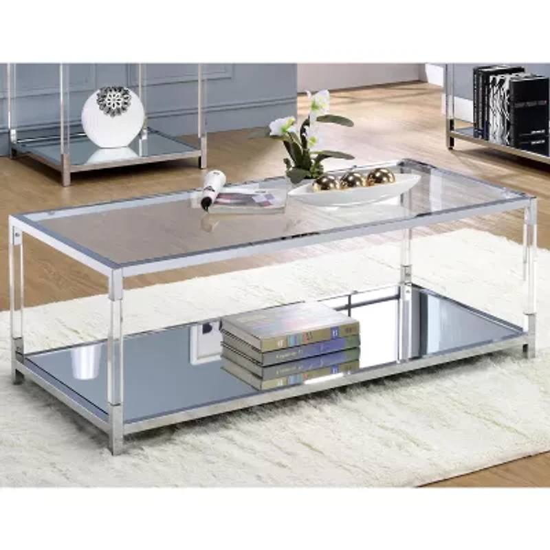 Kingston Glass Top Storage Glass Coffee Table