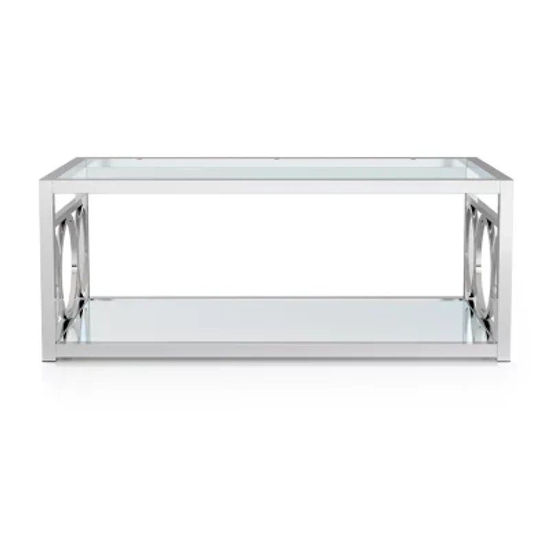 Jasper Glass Top Mirrored Storage Glass Coffee Table