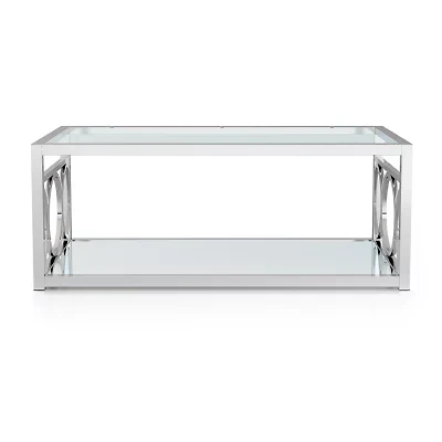 Jasper Glass Top Mirrored Storage Glass Coffee Table