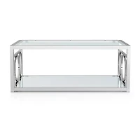Jasper Glass Top Mirrored Storage Glass Coffee Table
