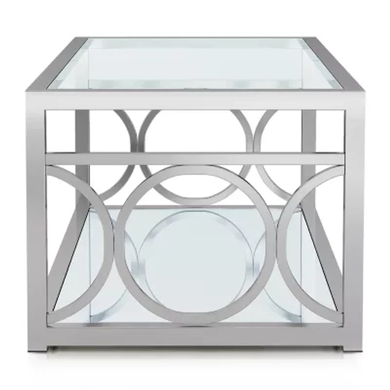 Jasper Glass Top Mirrored Storage Glass Coffee Table