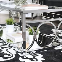 Jasper Glass Top Mirrored Storage Glass Coffee Table