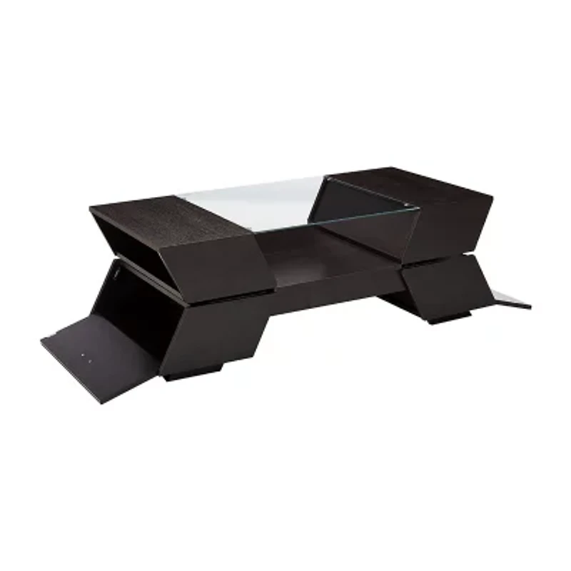 Ashland Glass Top Storage Coffee Table