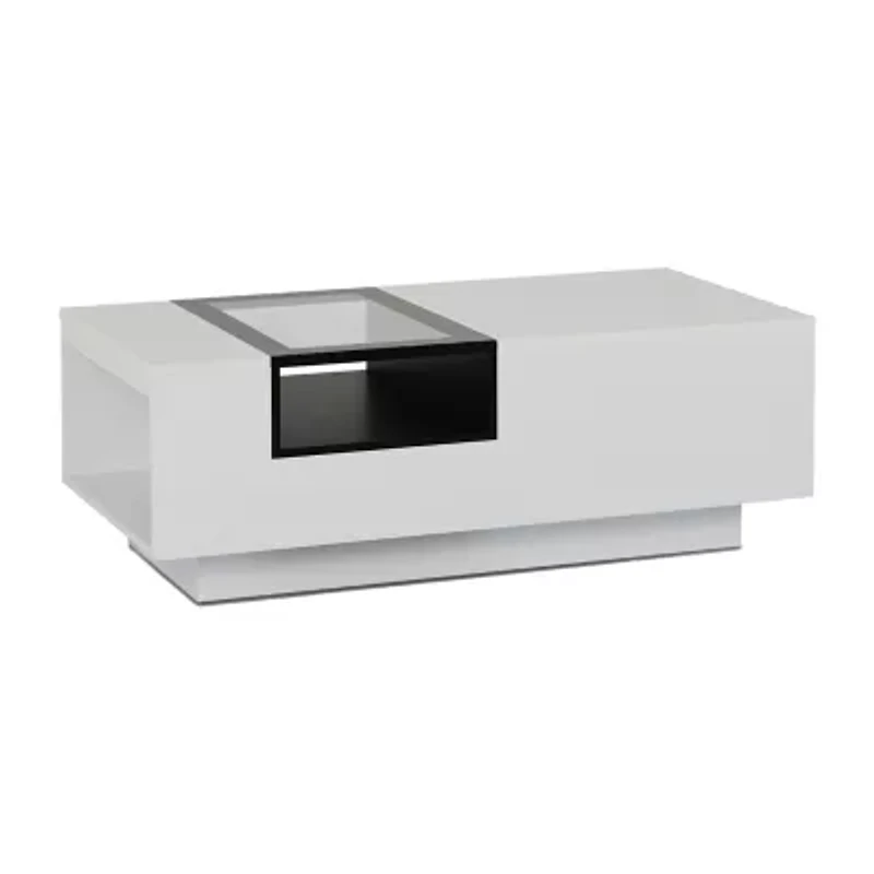 Auburn Glass Top Storage Coffee Table