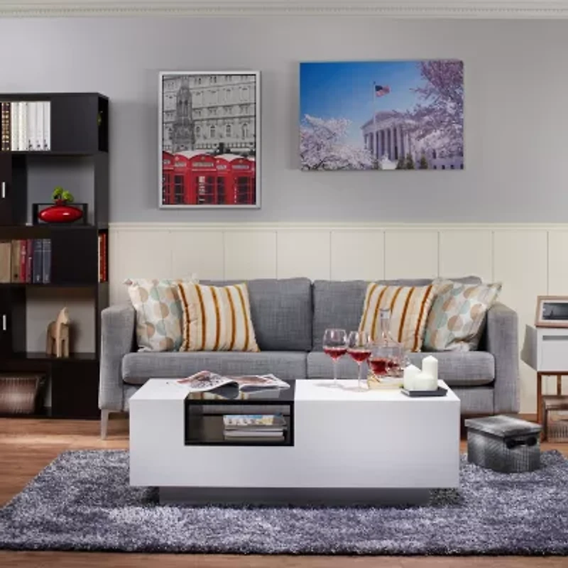 Auburn Glass Top Storage Coffee Table