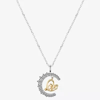 Footnotes Love Womens Cubic Zirconia 14K Gold Over Silver Sterling Silver Moon 16 Inch Pendant Necklace