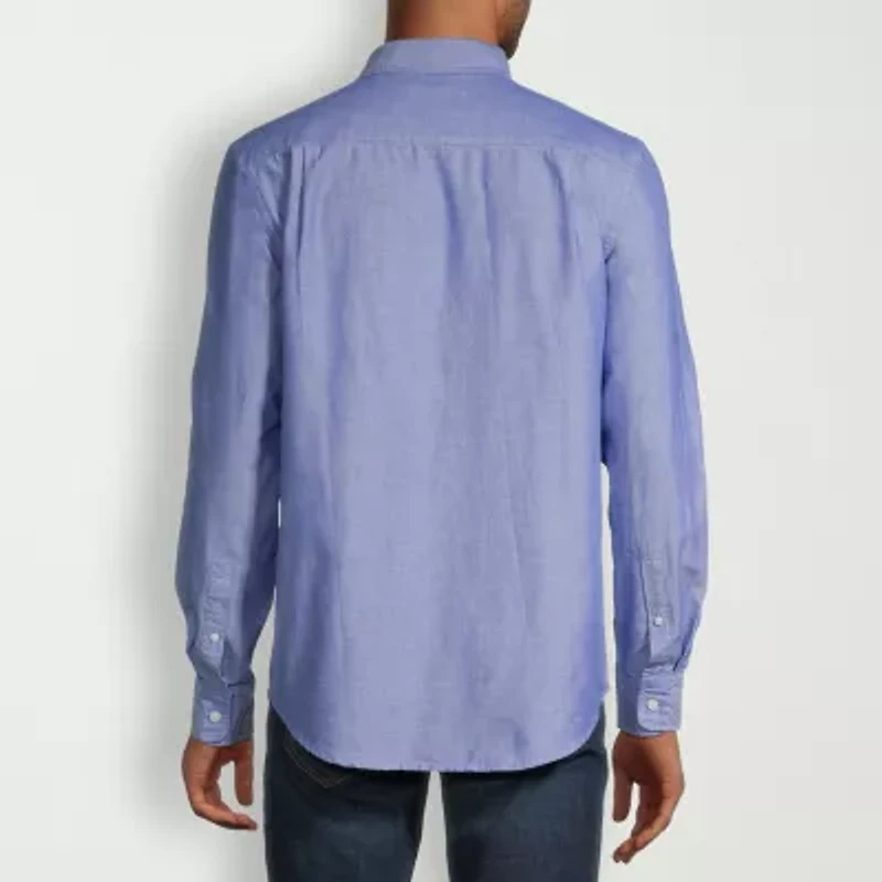 St. John's Bay Performance Oxford Dexterity Mens Easy-on + Easy-off Long Sleeve Classic Fit Button-Down Shirt