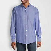 St. John's Bay Performance Oxford Dexterity Mens Easy-on + Easy-off Long Sleeve Classic Fit Button-Down Shirt