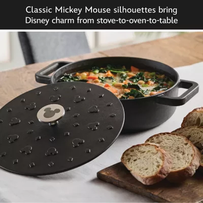 Farberware Disney Monochrome Pre Seasoned Cast Iron 3-qt. Shallow Casserole with Lid
