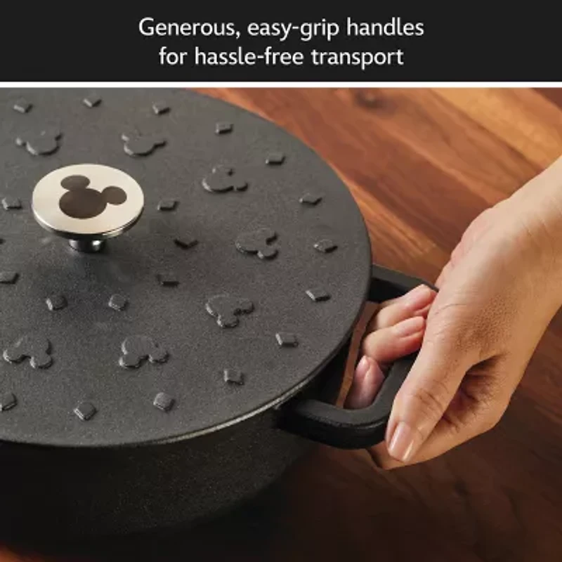 Farberware Disney Monochrome Pre Seasoned Cast Iron 3-qt. Shallow Casserole with Lid