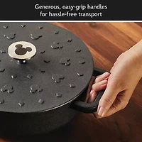 Farberware Disney Monochrome Pre Seasoned Cast Iron 3-qt. Shallow Casserole with Lid