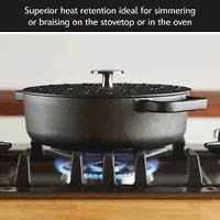 Farberware Disney Monochrome Pre Seasoned Cast Iron 3-qt. Shallow Casserole with Lid