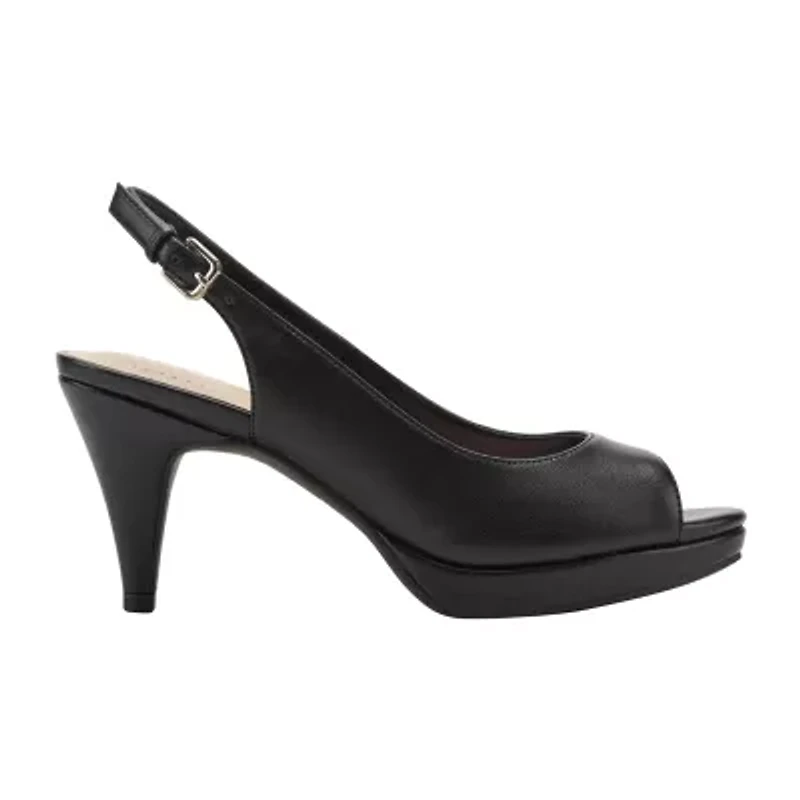 BANDOLINO Melt Womens Round Open Toe Cone Heel Pumps