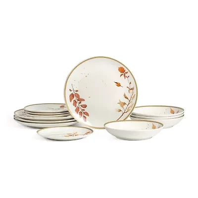 Stone + Lain Maple 12-pc. Porcelain Dinnerware Set